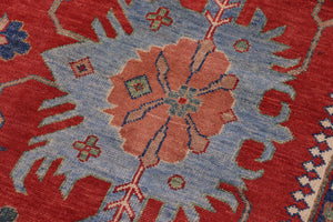 handmade Geometric Kazak Red Beige Hand Knotted RECTANGLE 100% WOOL area rug 10'X14'