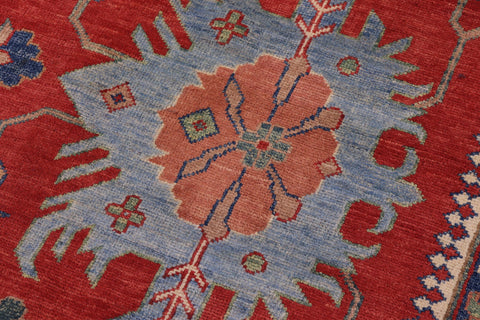 handmade Geometric Kazak Red Beige Hand Knotted RECTANGLE 100% WOOL area rug 10'X14'