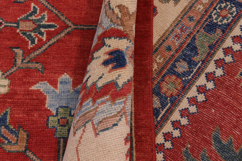 handmade Geometric Kazak Red Beige Hand Knotted RECTANGLE 100% WOOL area rug 10'X14'