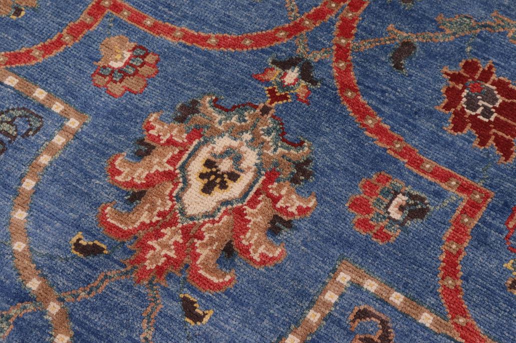 handmade Geometric Kazak Blue Beige Hand Knotted RECTANGLE 100% WOOL area rug 11' x 14'