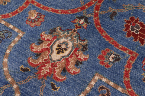 handmade Geometric Kazak Blue Beige Hand Knotted RECTANGLE 100% WOOL area rug 11'X14'