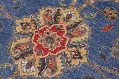 handmade Geometric Kazak Blue Beige Hand Knotted RECTANGLE 100% WOOL area rug 11'X14'