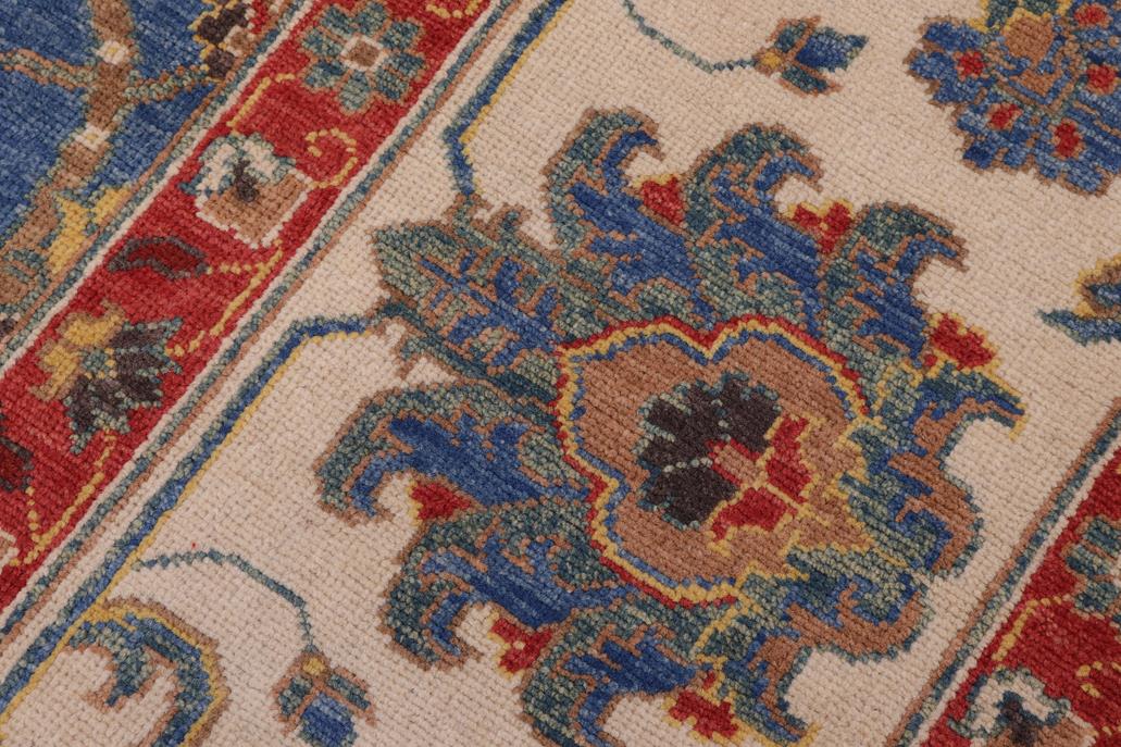 handmade Geometric Kazak Blue Beige Hand Knotted RECTANGLE 100% WOOL area rug 11' x 14'