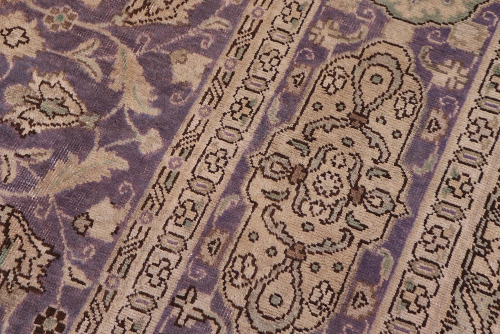 handmade Vintage Sheikh Shaf Purple Green Hand Knotted RECTANGLE 100% WOOL area rug 10' x 13'