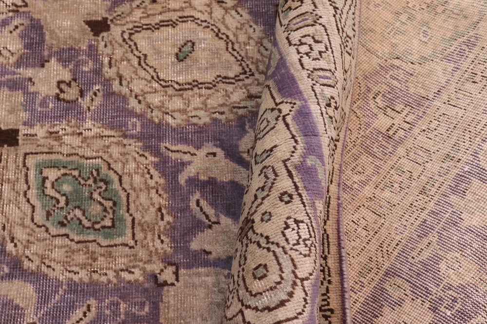 handmade Vintage Sheikh Shaf Purple Green Hand Knotted RECTANGLE 100% WOOL area rug 10' x 13'