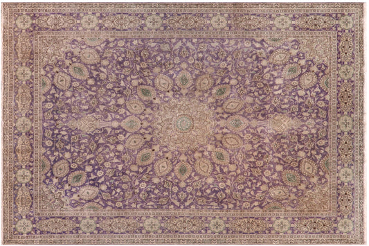 handmade Vintage Sheikh Shaf Purple Green Hand Knotted RECTANGLE 100% WOOL area rug 10' x 13'