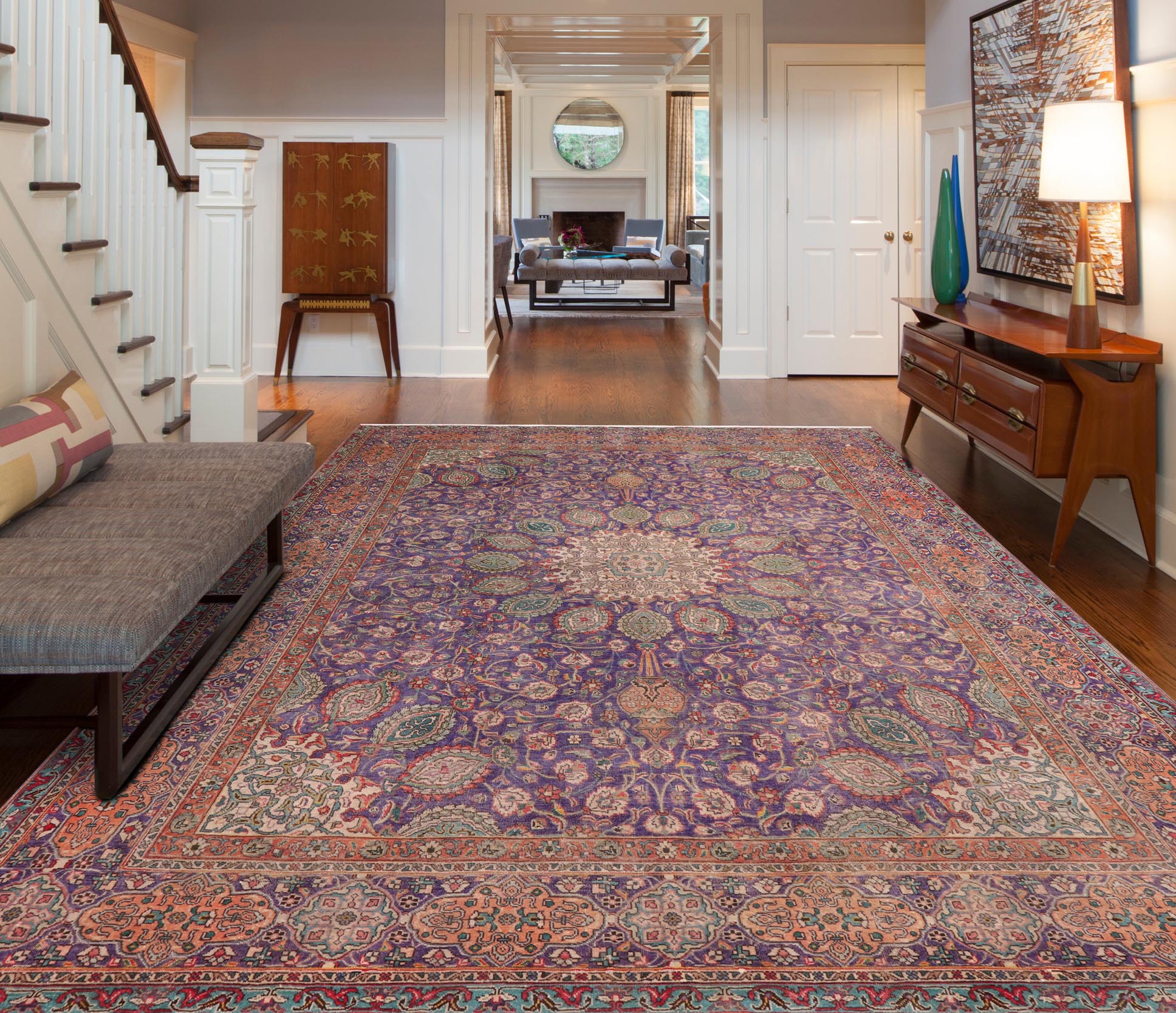 handmade Vintage Sheikh Shaf Blue Rust Hand Knotted RECTANGLE 100% WOOL area rug 10' x 13'