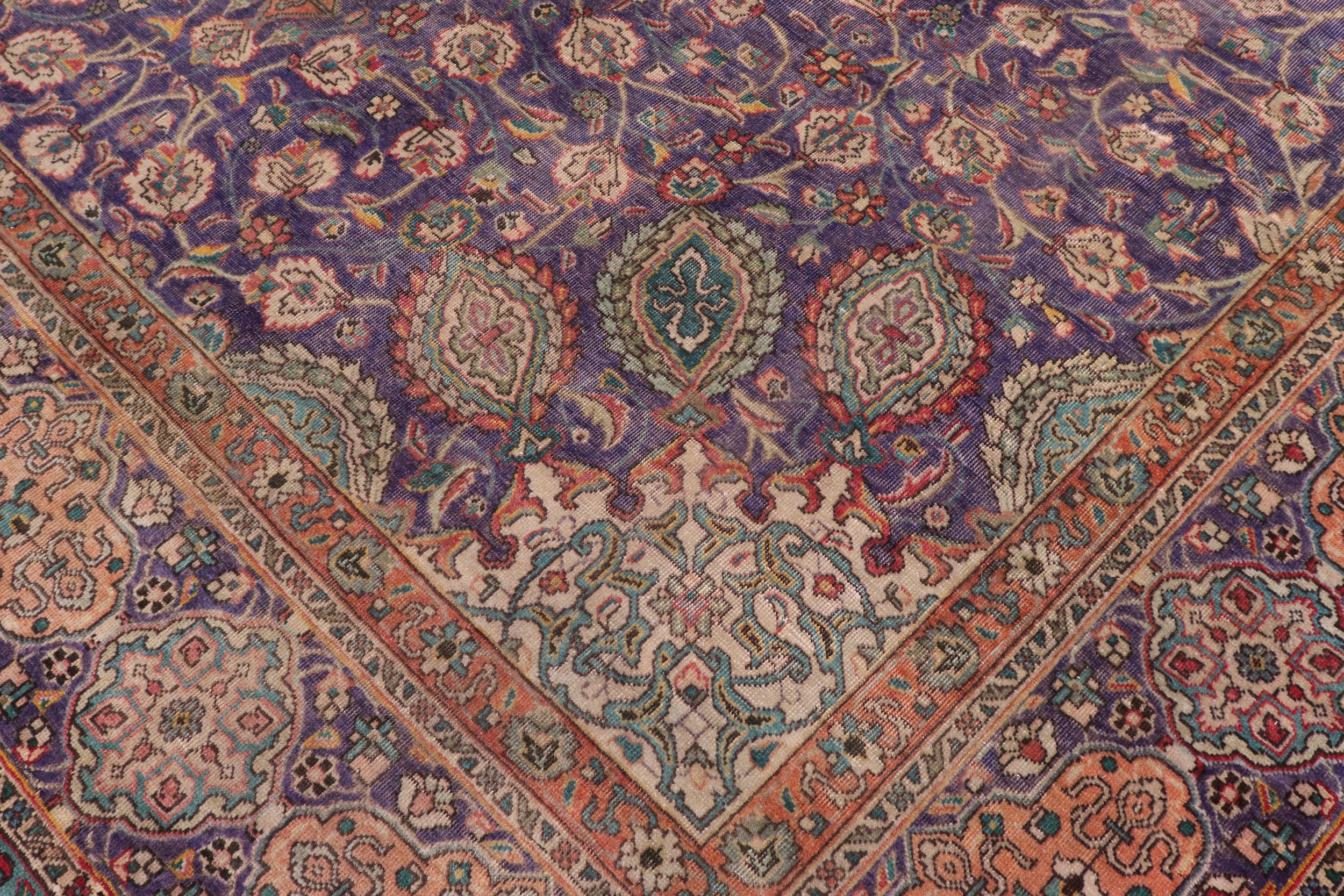 handmade Vintage Sheikh Shaf Blue Rust Hand Knotted RECTANGLE 100% WOOL area rug 10' x 13'