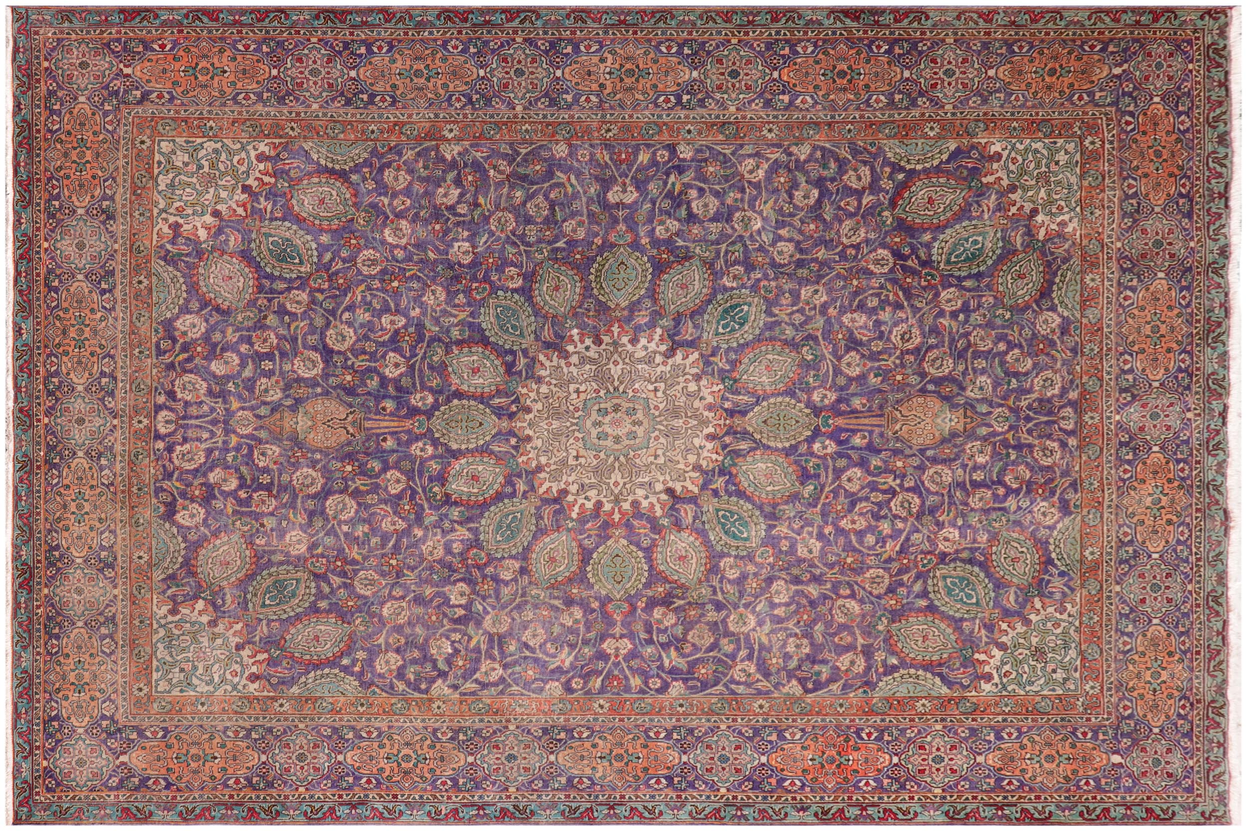 handmade Vintage Sheikh Shaf Blue Rust Hand Knotted RECTANGLE 100% WOOL area rug 10' x 13'