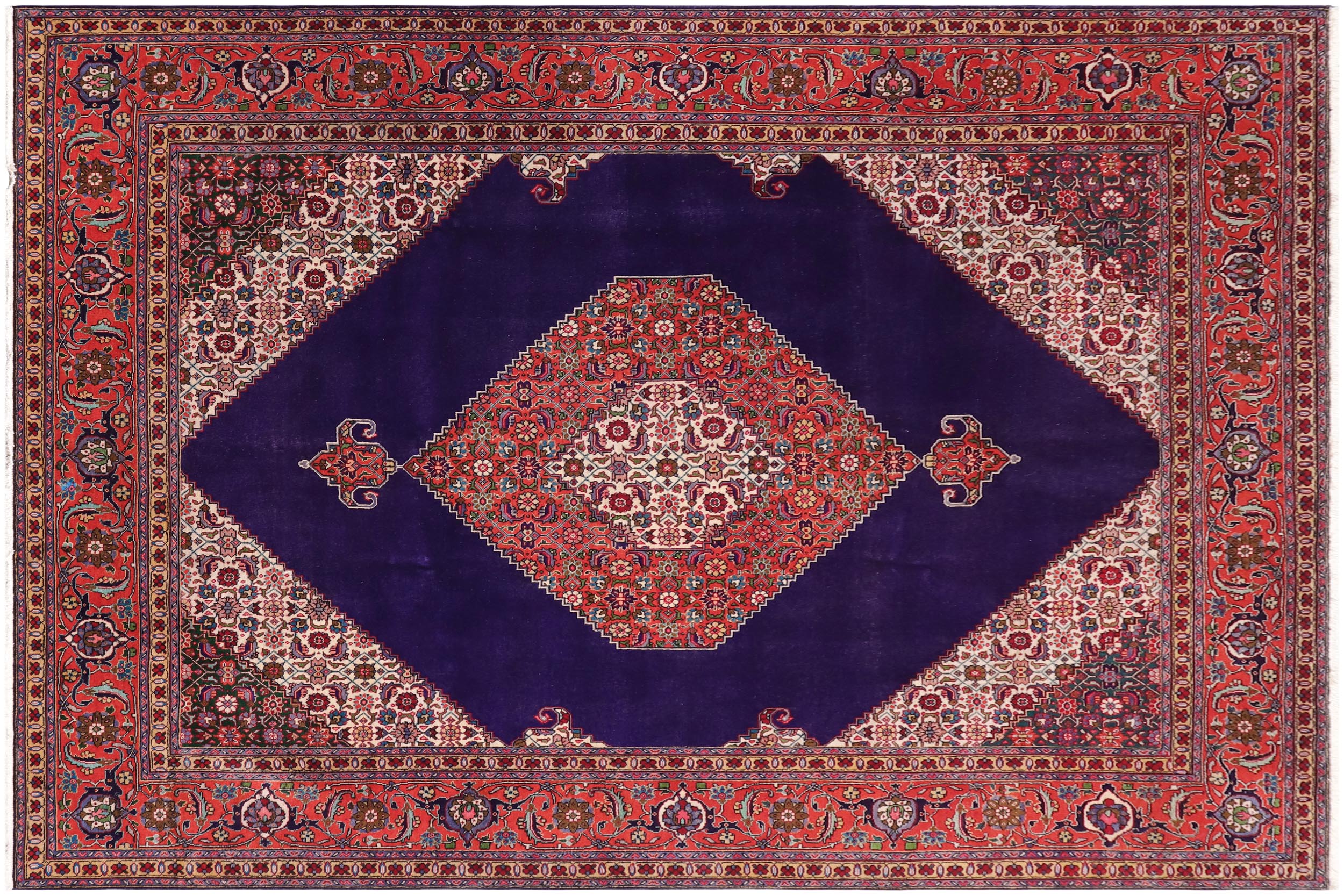 handmade Traditional Tabriz Blue Rust Hand Knotted RECTANGLE 100% WOOL area rug 10 x 13