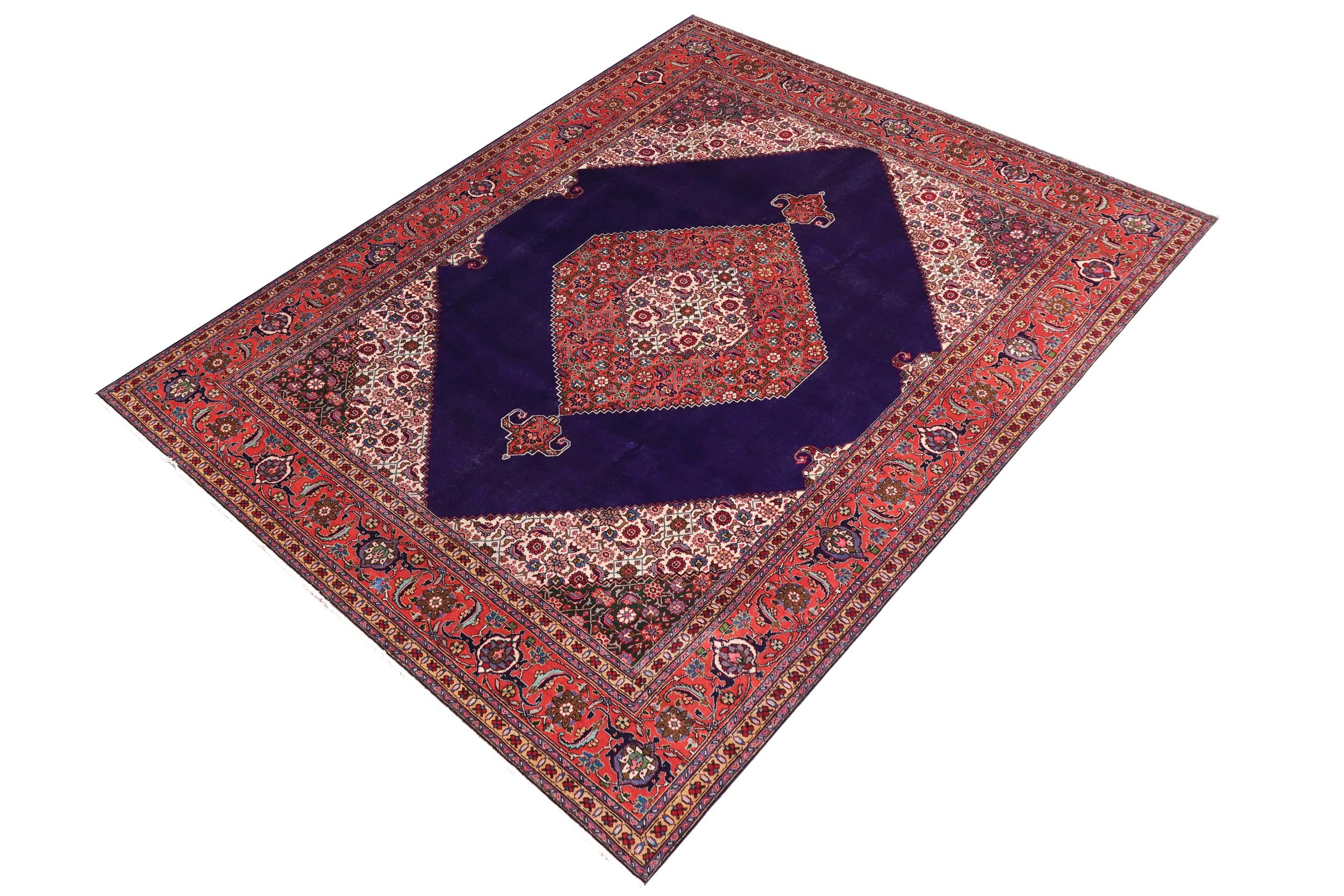 handmade Traditional Tabriz Blue Rust Hand Knotted RECTANGLE 100% WOOL area rug 10 x 13