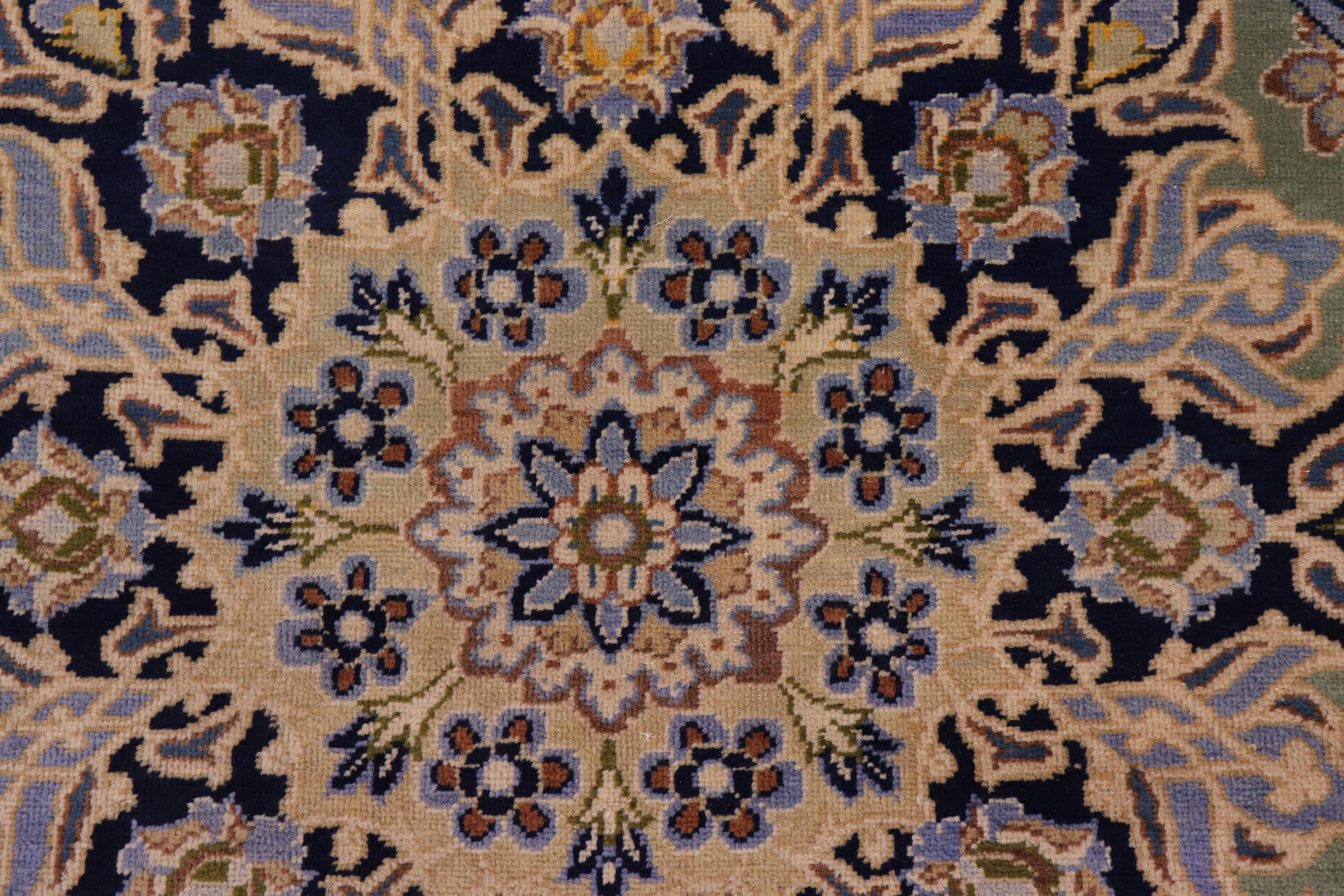 handmade Vintage Kashan Green Blue Hand Knotted RECTANGLE 100% WOOL area rug 10' x 13'