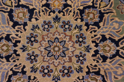 handmade Vintage Kashan Green Blue Hand Knotted RECTANGLE 100% WOOL area rug 10' x 13'