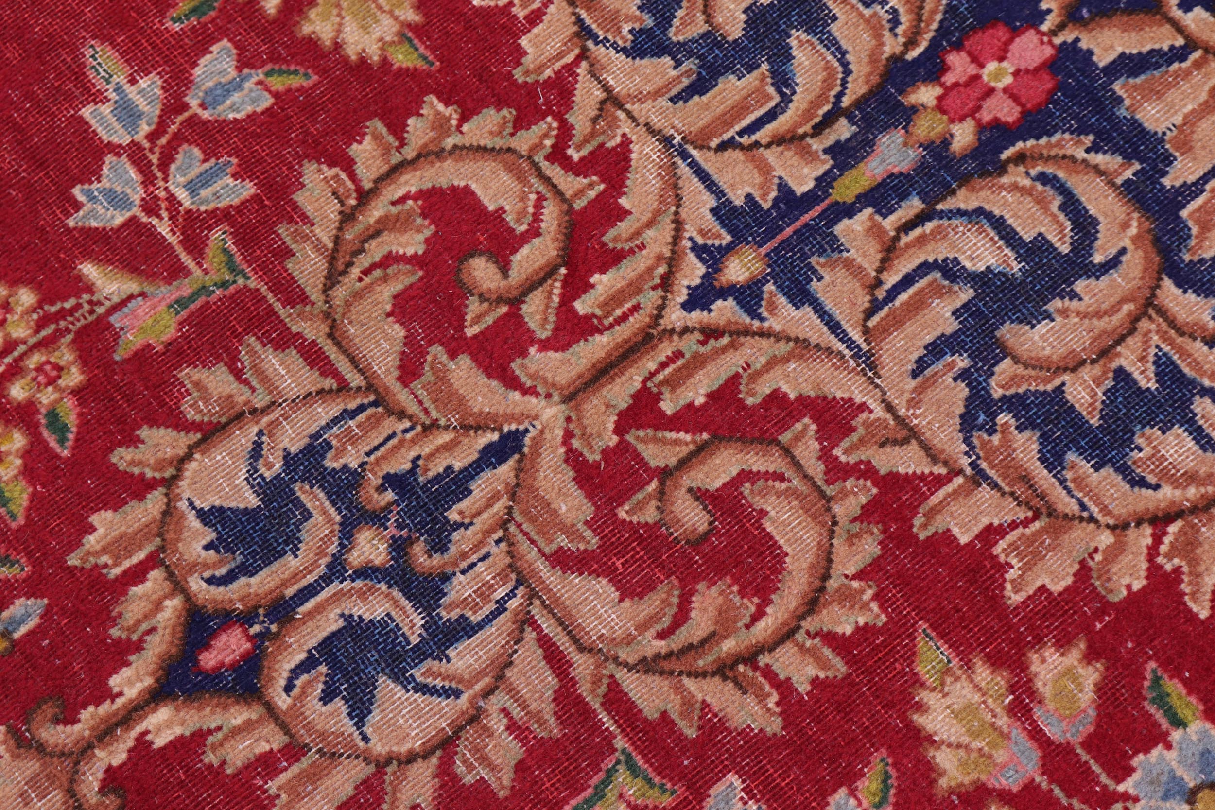 handmade Vintage Kashan Pink Blue Hand Knotted RECTANGLE 100% WOOL area rug 10' x 12'