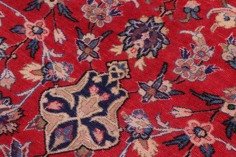 handmade Vintage Kashan Red Blue Hand Knotted RECTANGLE 100% WOOL area rug 10' x 16'