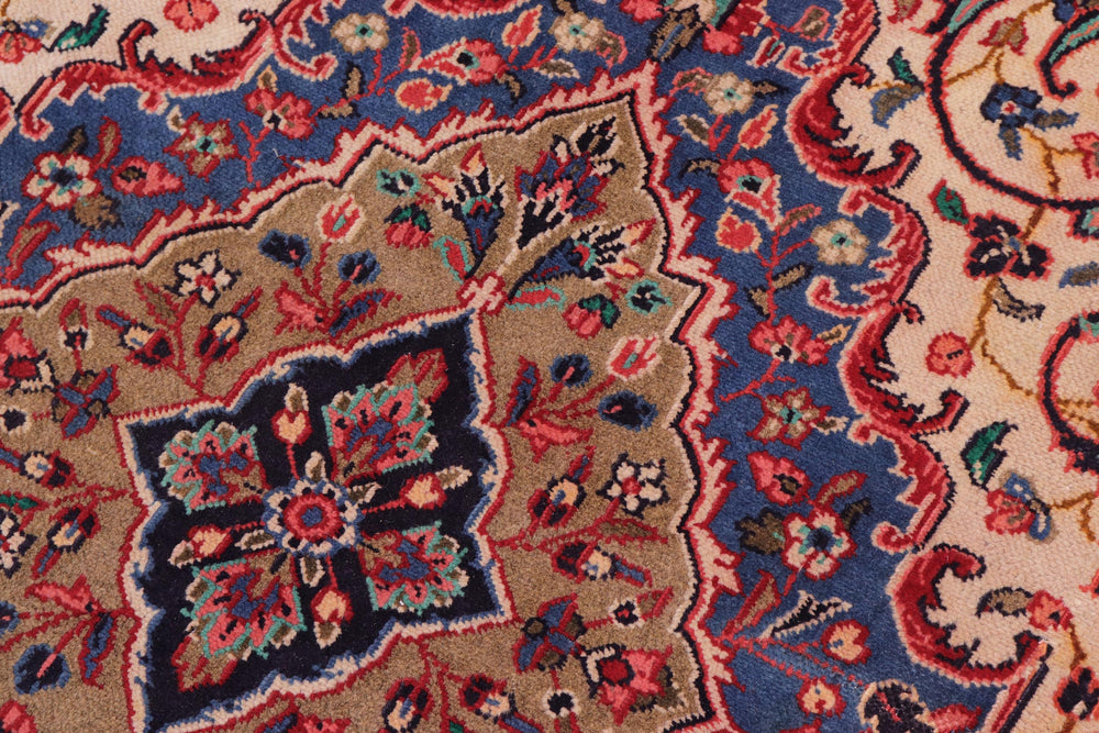 handmade Traditional Kashan Red Blue Hand Knotted RECTANGLE 100% WOOL area rug 10 x 14