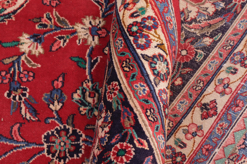 handmade Traditional Kashan Red Blue Hand Knotted RECTANGLE 100% WOOL area rug 10 x 14
