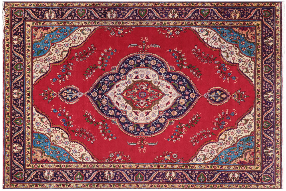 handmade Traditional Tabriz Red Blue Hand Knotted RECTANGLE 100% WOOL area rug 10 x 13