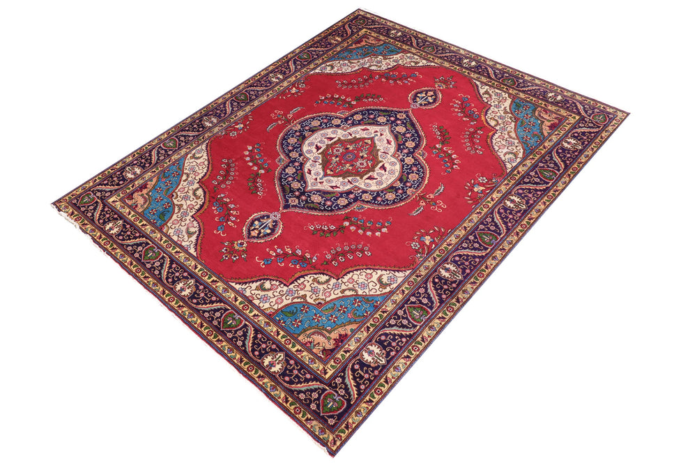 handmade Traditional Tabriz Red Blue Hand Knotted RECTANGLE 100% WOOL area rug 10 x 13