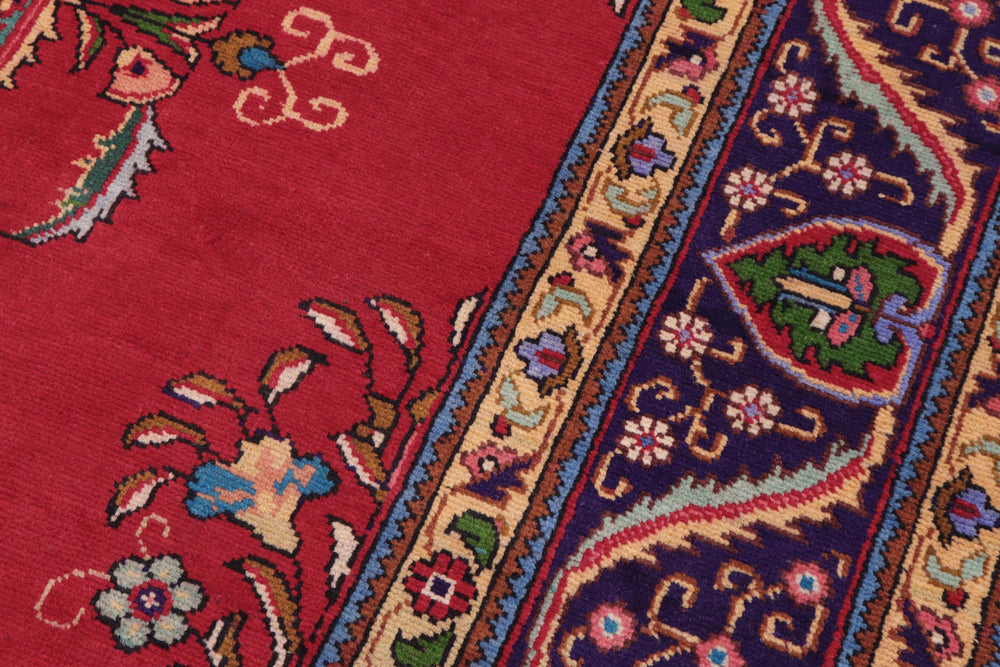 handmade Traditional Tabriz Red Blue Hand Knotted RECTANGLE 100% WOOL area rug 10 x 13
