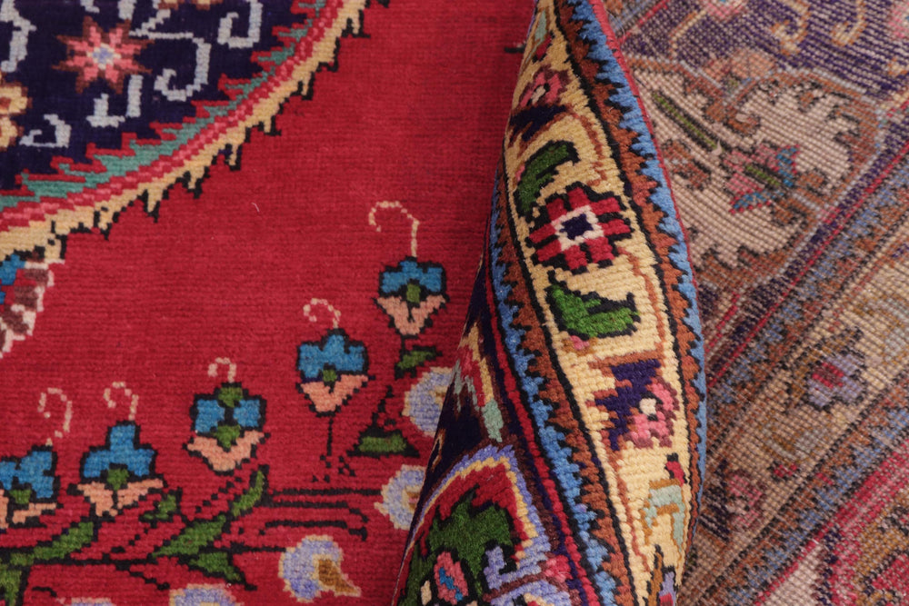 handmade Traditional Tabriz Red Blue Hand Knotted RECTANGLE 100% WOOL area rug 10 x 13