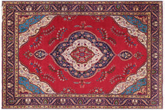 handmade Traditional Tabriz Red Blue Hand Knotted RECTANGLE 100% WOOL area rug 10 x 13