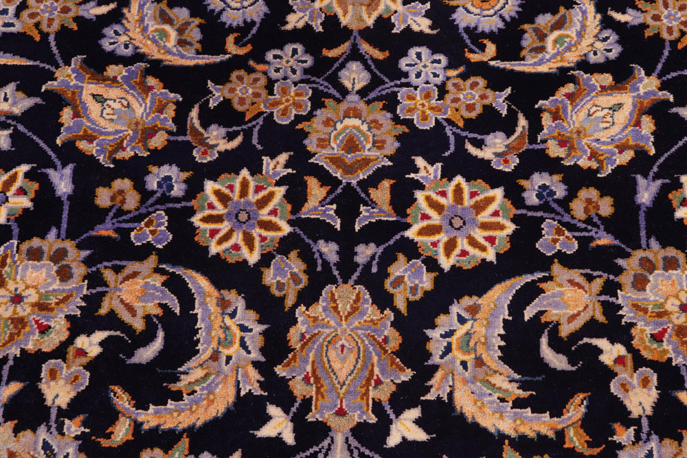 handmade Traditional Kashan Blue Gold Hand Knotted RECTANGLE 100% WOOL area rug 10 x 14