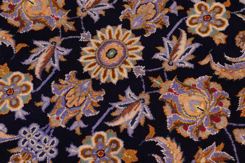 handmade Traditional Kashan Blue Gold Hand Knotted RECTANGLE 100% WOOL area rug 10 x 14
