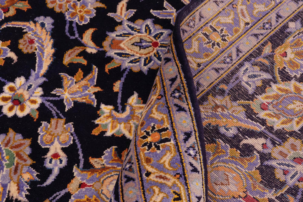 handmade Traditional Kashan Blue Gold Hand Knotted RECTANGLE 100% WOOL area rug 10 x 14