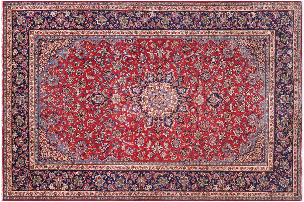 handmade Traditional Kashan Red Blue Hand Knotted RECTANGLE 100% WOOL area rug 10 x 14