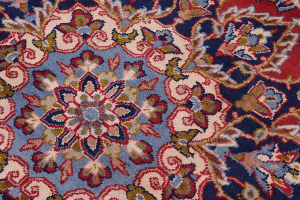 handmade Traditional Kashan Red Blue Hand Knotted RECTANGLE 100% WOOL area rug 10 x 14