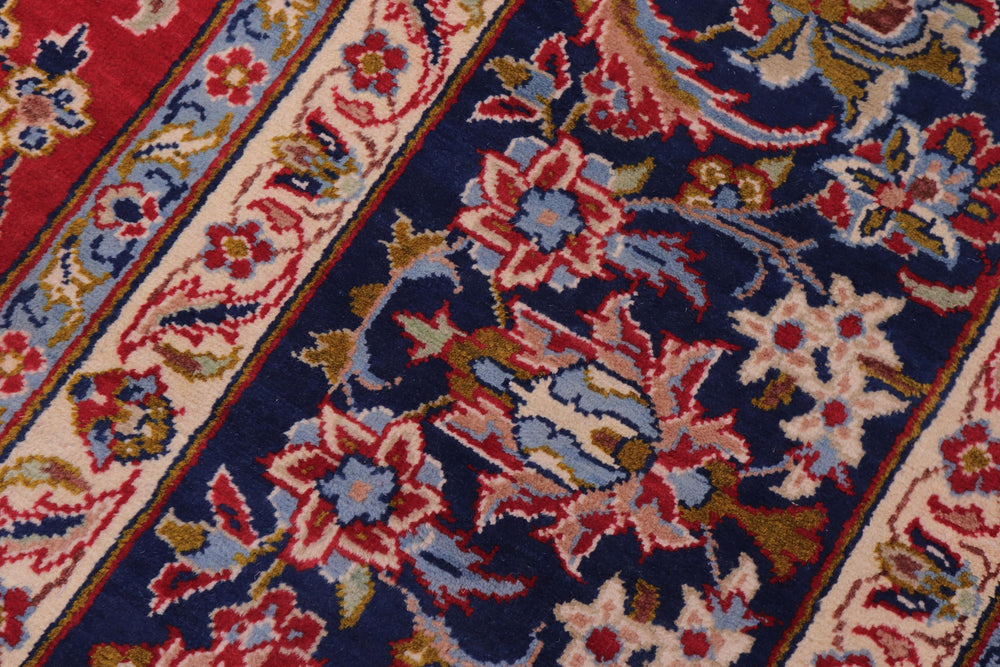 handmade Traditional Kashan Red Blue Hand Knotted RECTANGLE 100% WOOL area rug 10 x 14