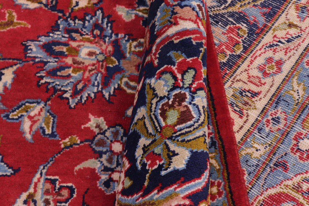 handmade Traditional Kashan Red Blue Hand Knotted RECTANGLE 100% WOOL area rug 10 x 14