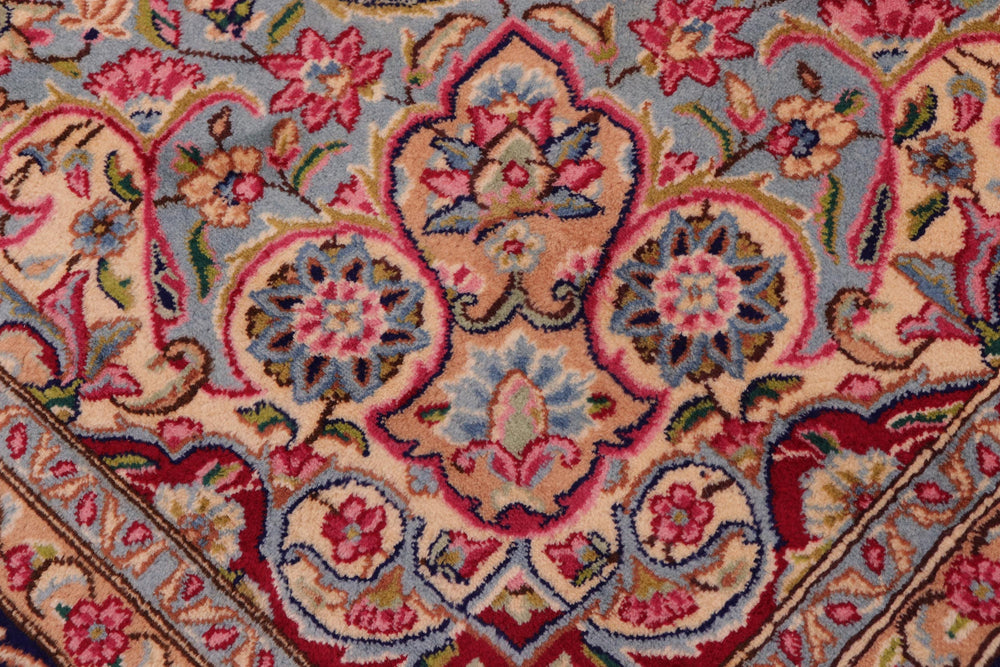 handmade Traditional Kashan Pink Blue Hand Knotted RECTANGLE 100% WOOL area rug 10 x 13