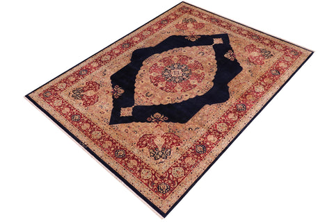 handmade Traditional Kirman Blue Red Hand Knotted RECTANGLE 100% WOOL area rug 9x12