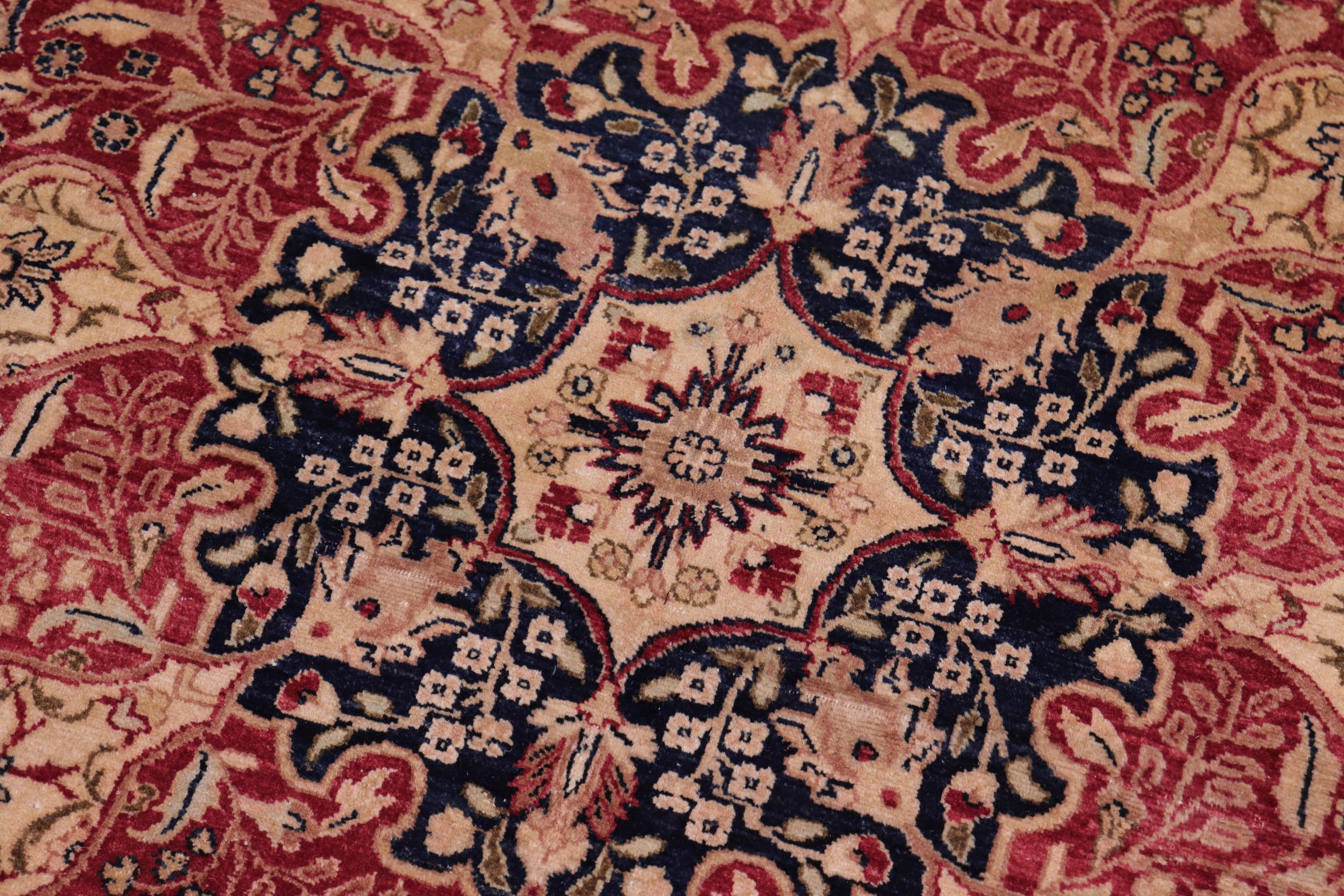 handmade Traditional Kirman Blue Red Hand Knotted RECTANGLE 100% WOOL area rug 9x12