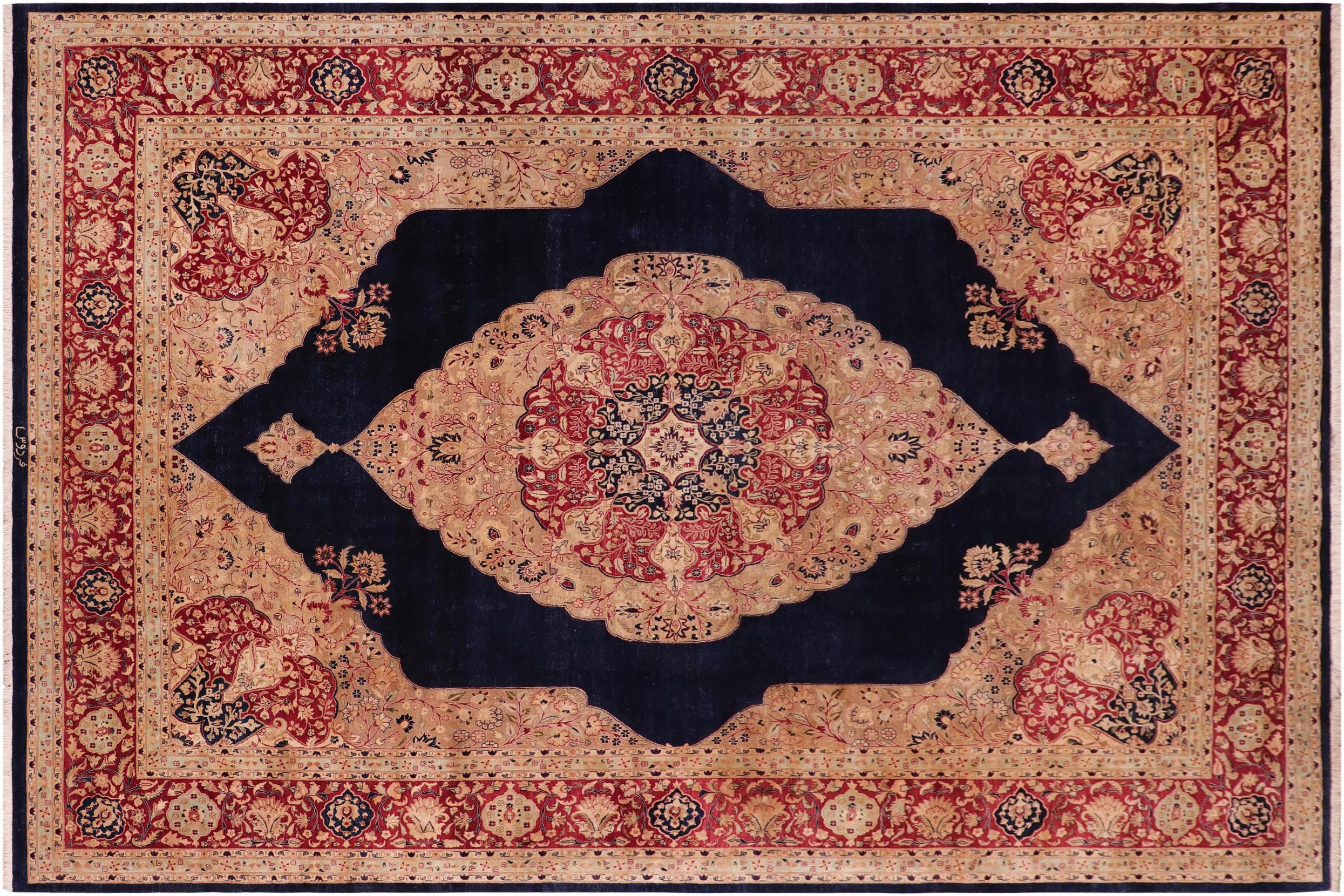 handmade Traditional Kirman Blue Red Hand Knotted RECTANGLE 100% WOOL area rug 9x12