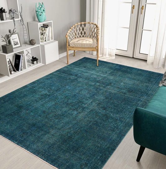 handmade Modern Over Dyed Green Black Hand Knotted RECTANGLE 100% WOOL area rug 10' x 13'