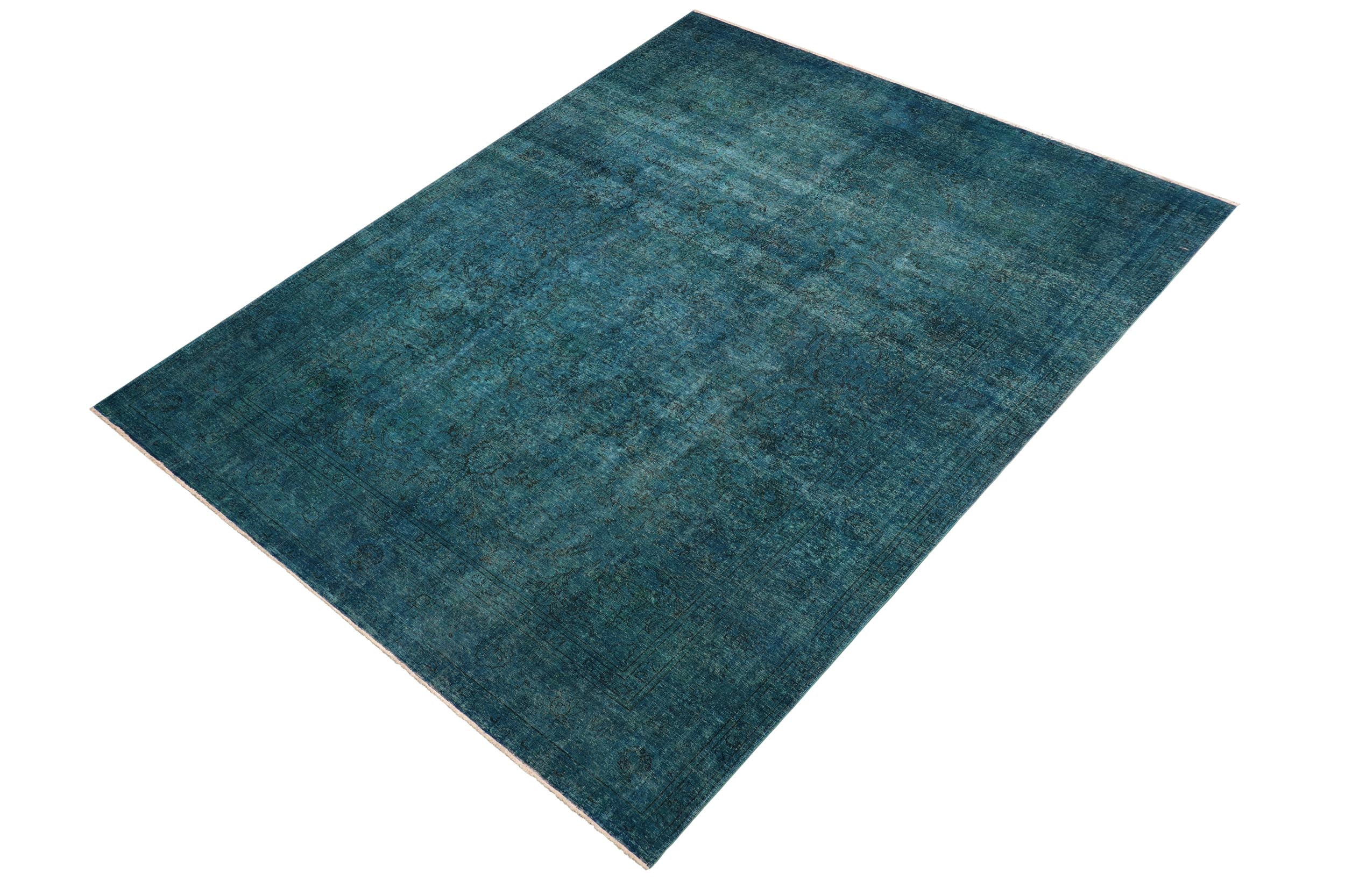 handmade Modern Over Dyed Green Black Hand Knotted RECTANGLE 100% WOOL area rug 10' x 13'