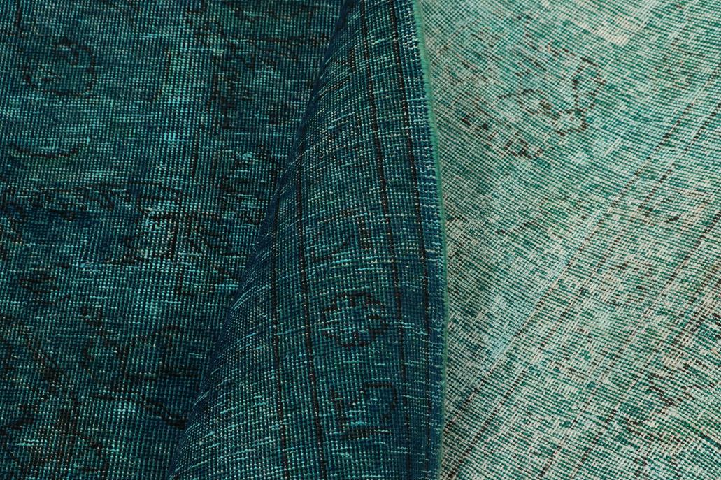 handmade Vintage Over Dyed Green Black Hand Knotted RECTANGLE 100% WOOL area rug 10x13