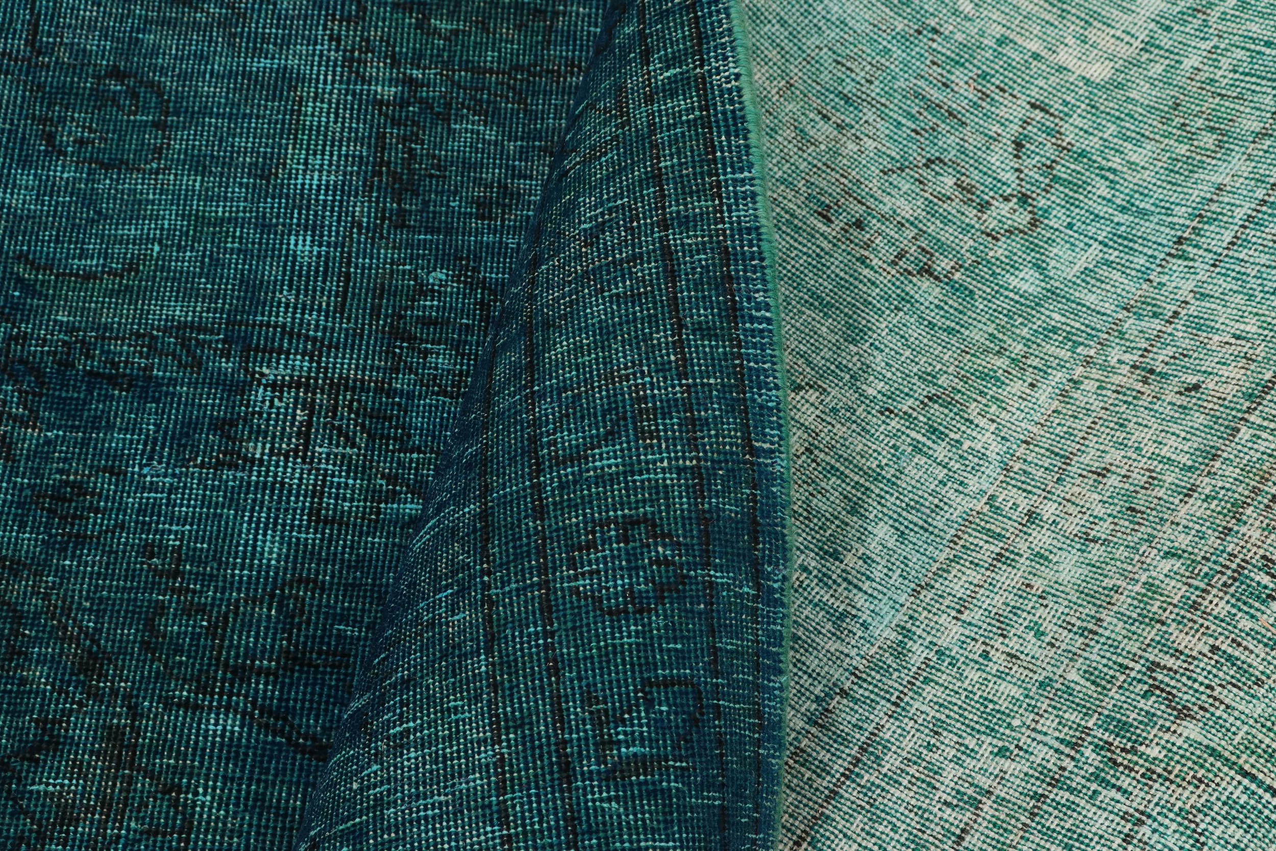 handmade Modern Over Dyed Green Black Hand Knotted RECTANGLE 100% WOOL area rug 10' x 13'