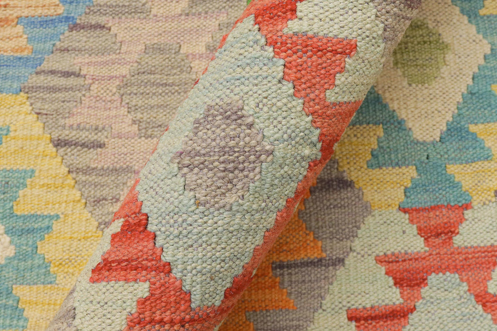 handmade Geometric Kilim Purple Red Hand-Woven RECTANGLE 100% WOOL area rug 9 x 13