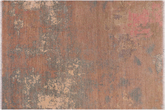 handmade Modern Modern Brown Green Hand Knotted RECTANGLE WOOL&SILK area rug 8' x 10'