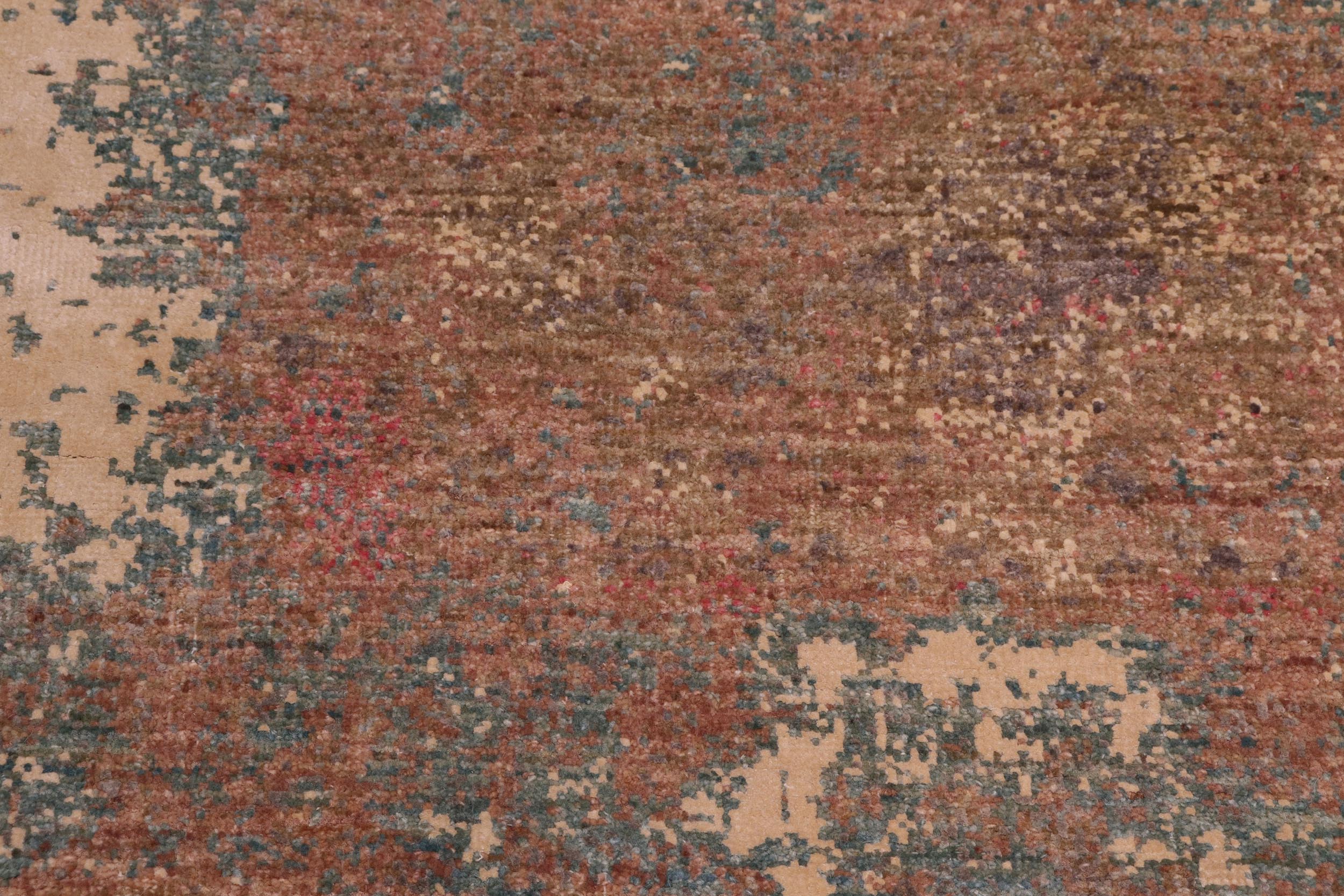 handmade Modern Modern Brown Green Hand Knotted RECTANGLE WOOL&SILK area rug 8' x 10'