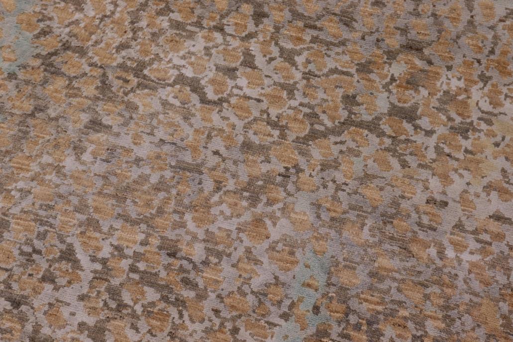 handmade Modern Modern Tan Blue Hand Knotted RECTANGLE WOOL&SILK area rug 9 x 12