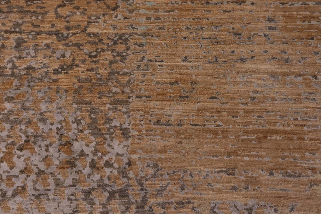 handmade Modern Modern Tan Blue Hand Knotted RECTANGLE WOOL&SILK area rug 9 x 12