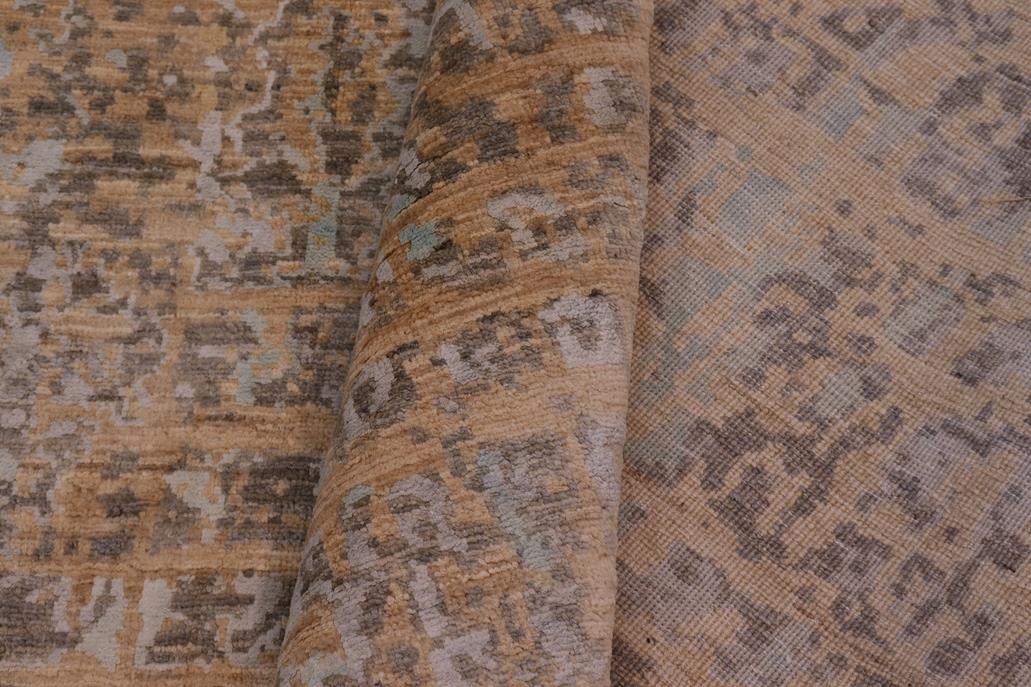 handmade Modern Modern Tan Blue Hand Knotted RECTANGLE WOOL&SILK area rug 9 x 12