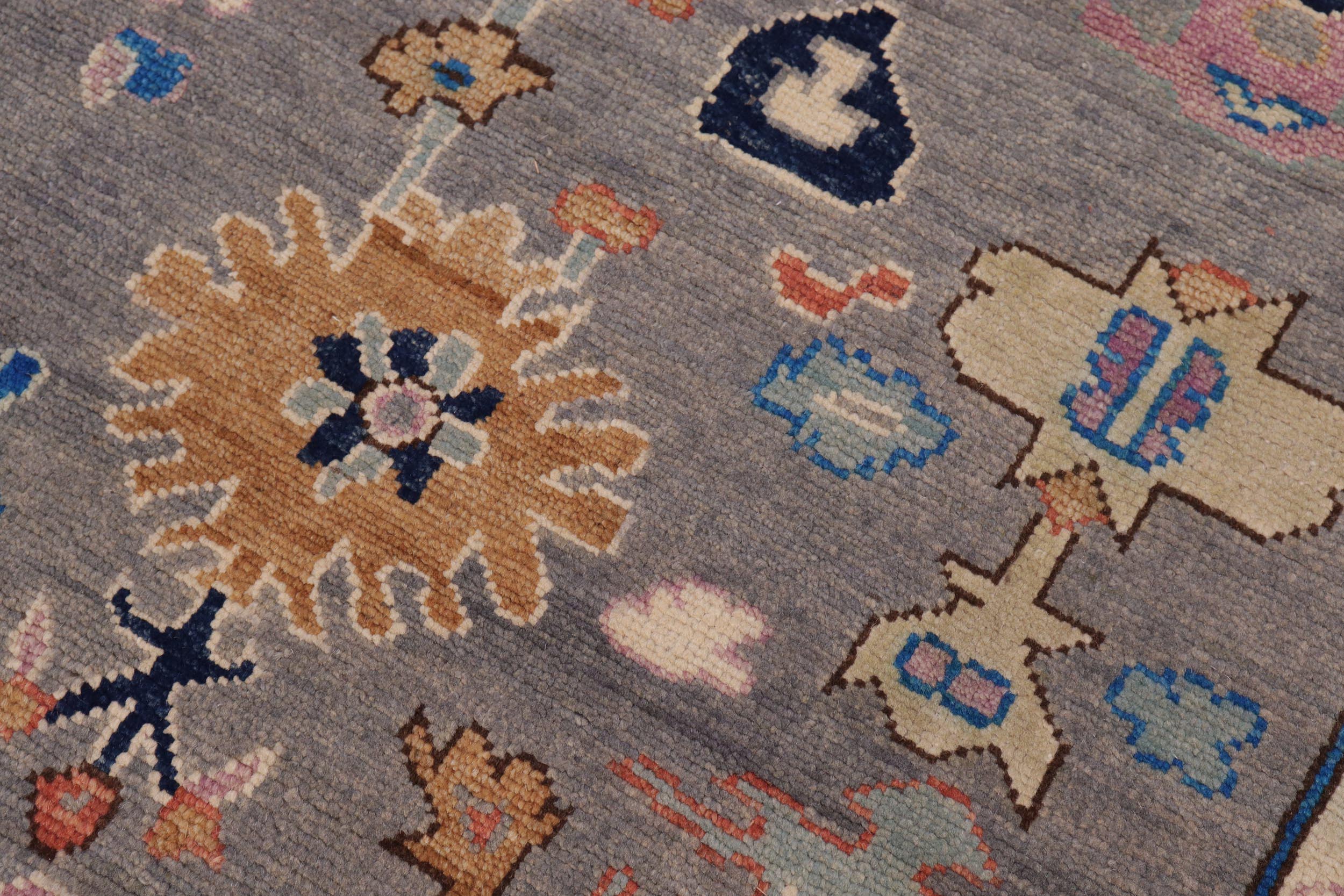 handmade Traditional Oushak Gray Blue Hand Knotted RECTANGLE 100% WOOL area rug 8' x 11'