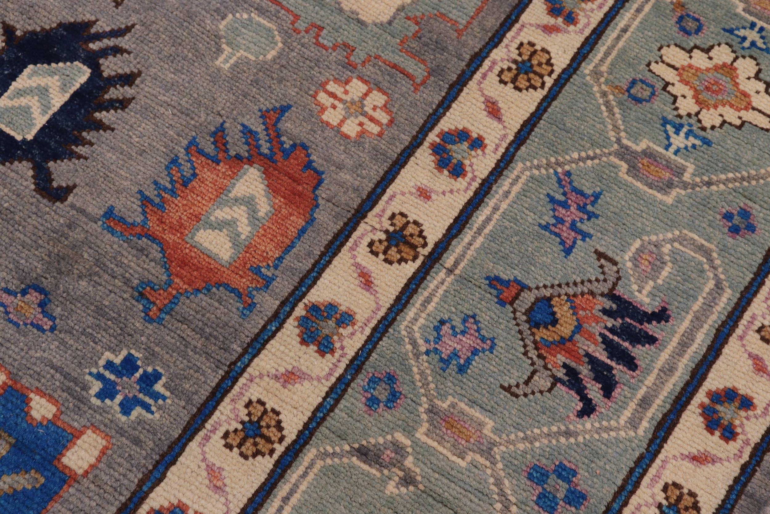 handmade Traditional Oushak Gray Blue Hand Knotted RECTANGLE 100% WOOL area rug 8' x 11'