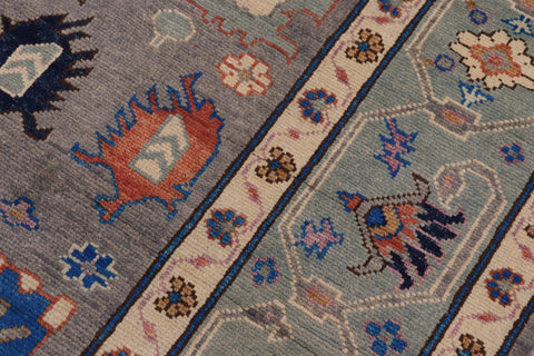handmade Traditional Oushak Gray Blue Hand Knotted RECTANGLE 100% WOOL area rug 8' x 11'
